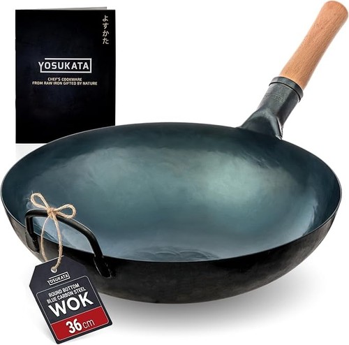 Yosukata blue carbon steel wok - carbon,