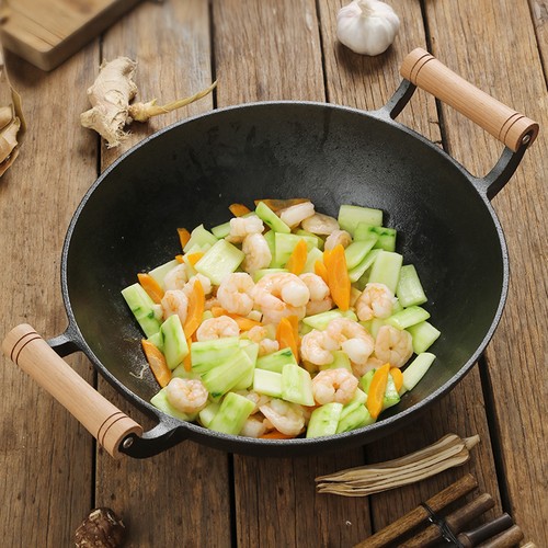Wok pan with two - wok,