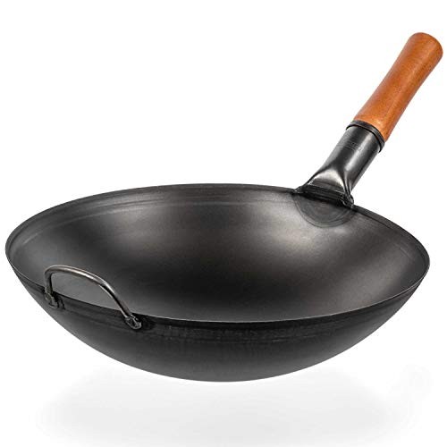 Carbon steel wok with - 36, cm