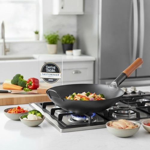36cm carbon steel wok - steel,
