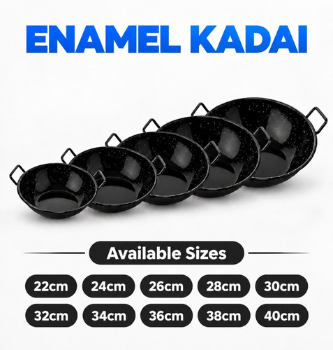 Enamel kadai wok pan - enamel,