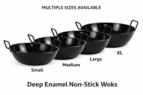 Deep enamel wok - enamel, non